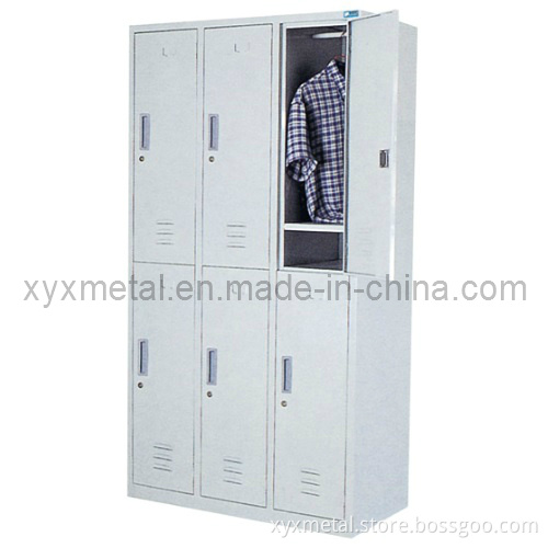 6 Doors Steel Structure Knock Dwon Metal Storage Clothes Cabinet